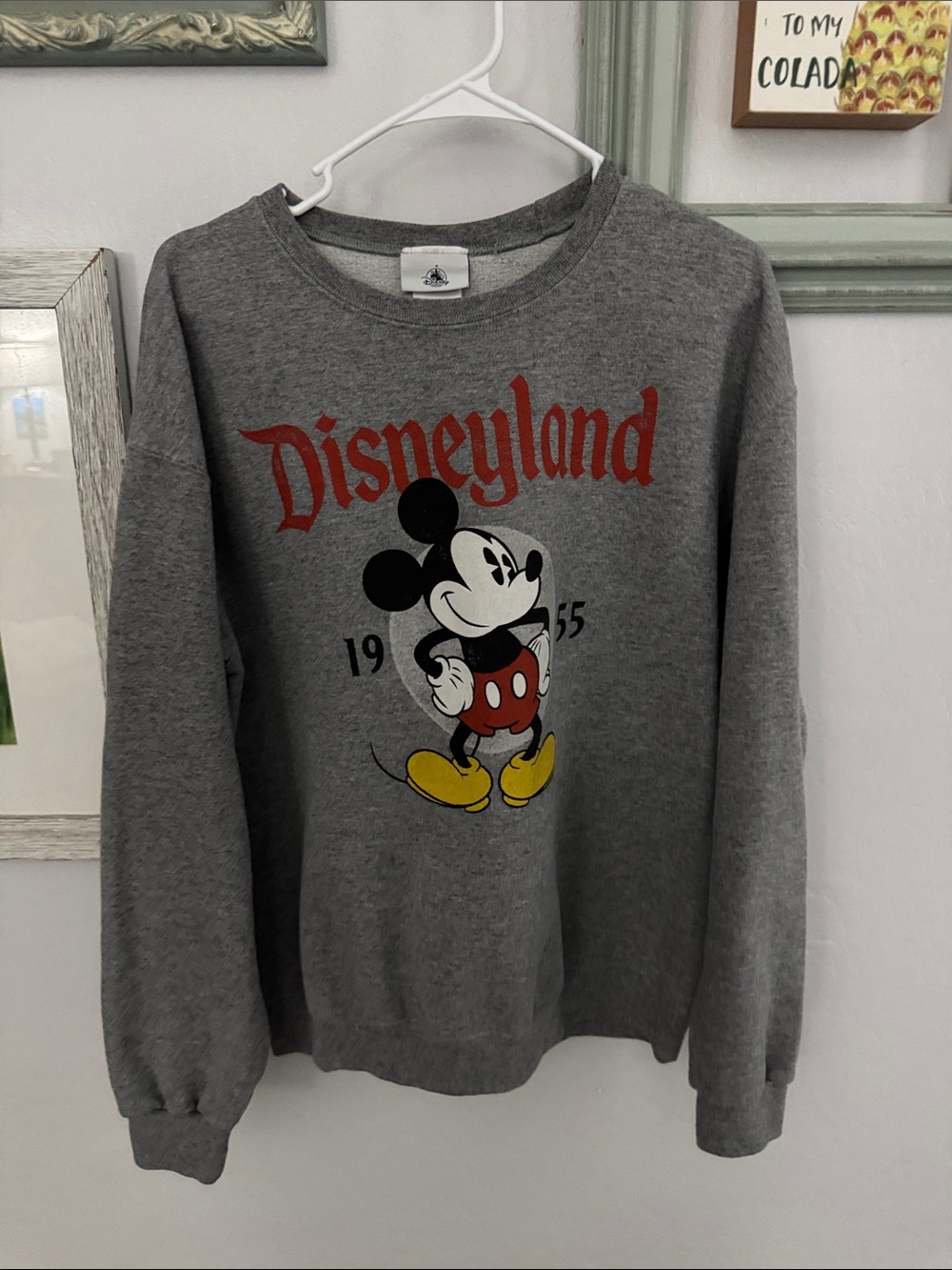 Disney Classic Gray Mickey Graphic Crewneck Sweatshirt Medium